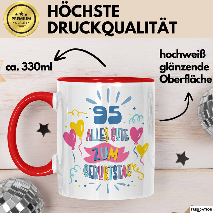 95. Geburtstag Tasse Geschenk Männer Frauen Lustig Alles Gute Zum Geburtstag 95er Geburtstags Grüße Geschenkidee Rot Trendation