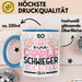 Schwiegertochter Tasse Geschenk Spruch So Sieht Eine Coole Schwiegertochter Aus Becher Blau Trendation