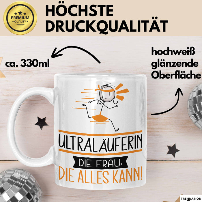 Ultraläuferin Geschenk Tasse Becher Die Frau Die Allen Kann Geschenkidee für eine Ultraläuferin Lustig Weiß Trendation