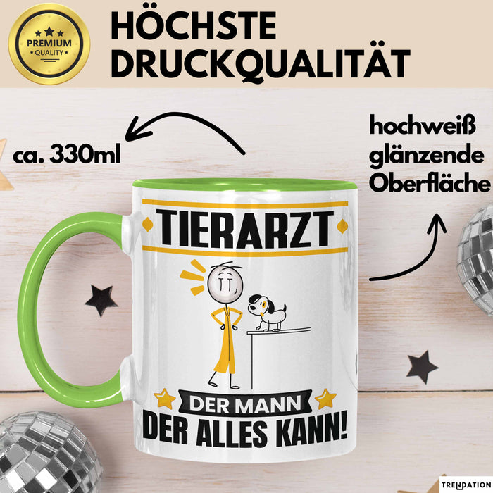 Tierarzt Tasse Geschenk für Tierarzt Der Mann Der Alles Kann Geschenkidee zum Geburtstag Grün Trendation