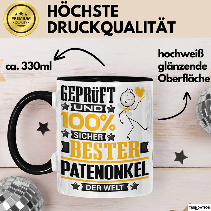 Patenonkel Geschenk Lustiger Spruch für Patenonkel Geschenkidee Bester Patenonkel Der Welt Schwarz Trendation
