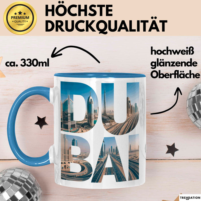 Dubai VAE Tasse Geschenk Lustige Geschenkidee Spruch Blau Trendation