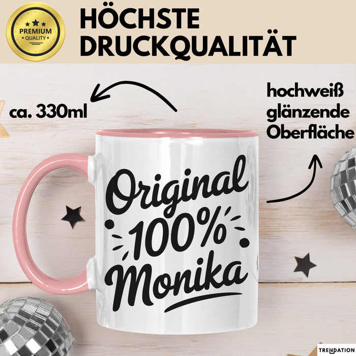 Monika Tasse Geschenk Original 100% Monika Geschenkidee Geburtstag Rosa Trendation