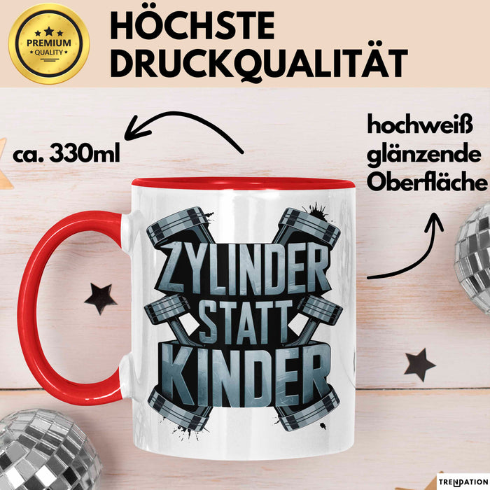 Automechaniker Tasse Geschenk Lustige Geschenkidee Spruch Zylidner Statt Kinder Rot Trendation