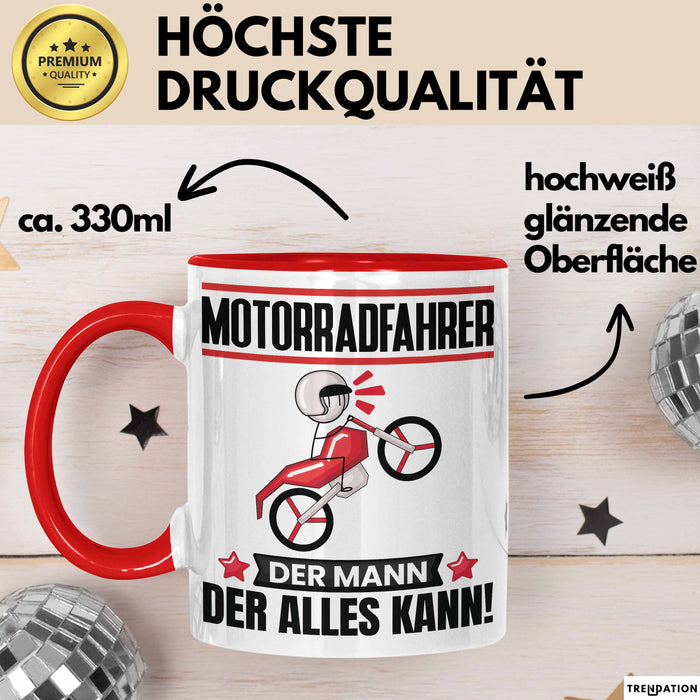 Motorradfahrer Tasse Geschenk für Motorradfahrer Der Mann Der Alles Kann Geschenkidee zum Geburtstag Rot Trendation