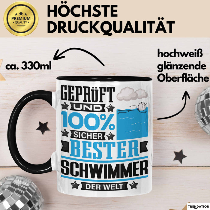 Schwimmer Geschenk Lustiger Spruch für Schwimmer Geschenkidee Bester Schwimmer Der Welt Schwarz Trendation