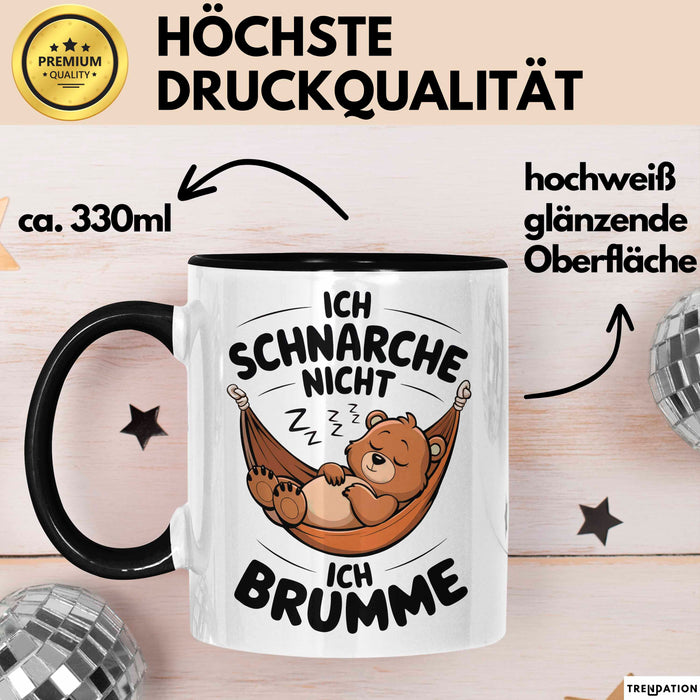 Schlafendes Bier Tasse Geschenk Lustige Geschenkidee Spruch Ich Schnarche Nicht Ich Brumme Schwarz Trendation