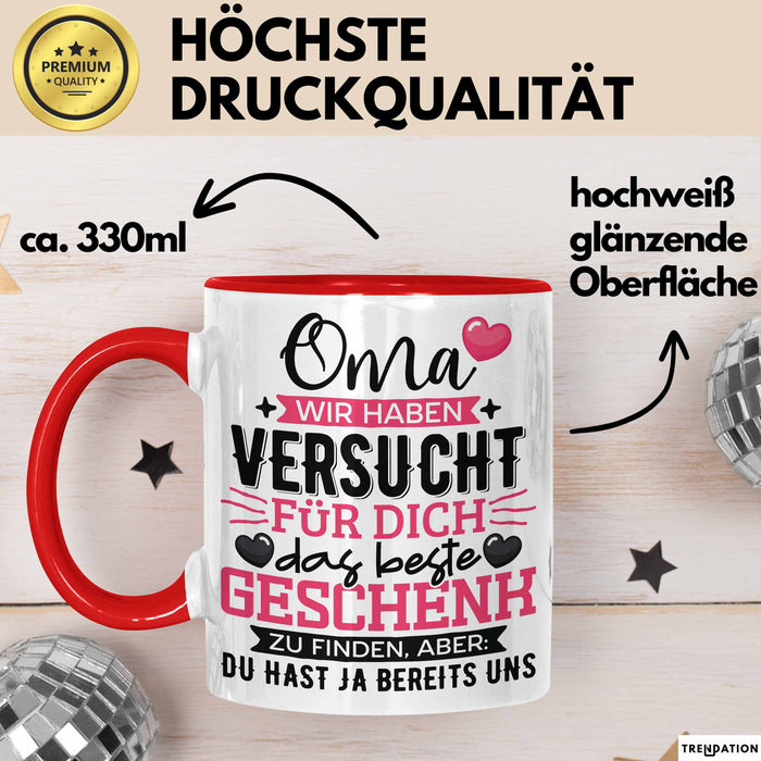 Geschenk Oma Tasse Muttertag Witzige Spruchidee Originell Rot Trendation