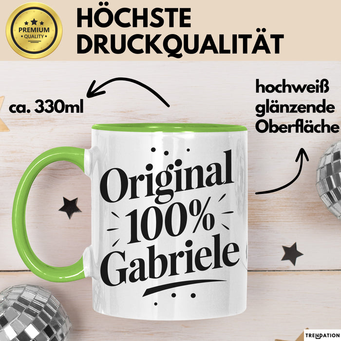Gabriele Tasse Geschenk Original 100% Gabriele Geschenkidee Geburtstag Grün Trendation