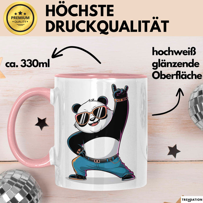 Panda Musiker Tasse Geschenk Lustige Geschenkidee Spruch Rosa Trendation