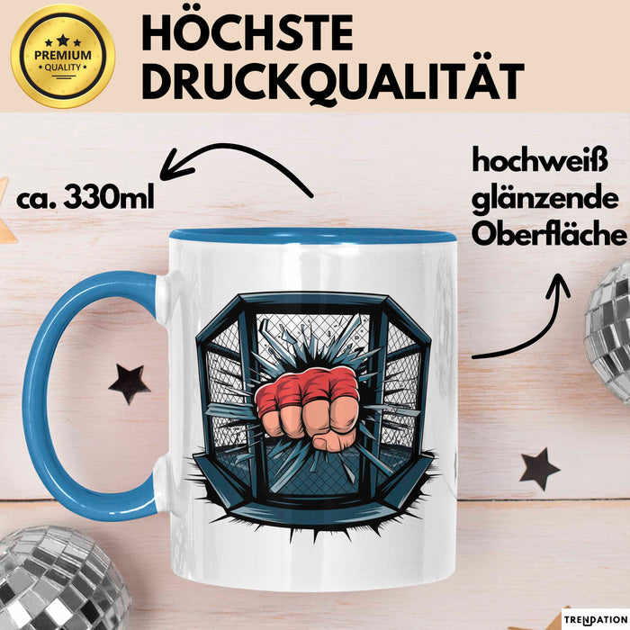 MMA Kämpfer Tasse Geschenkidee für Kampfsport Fans Blau Trendation
