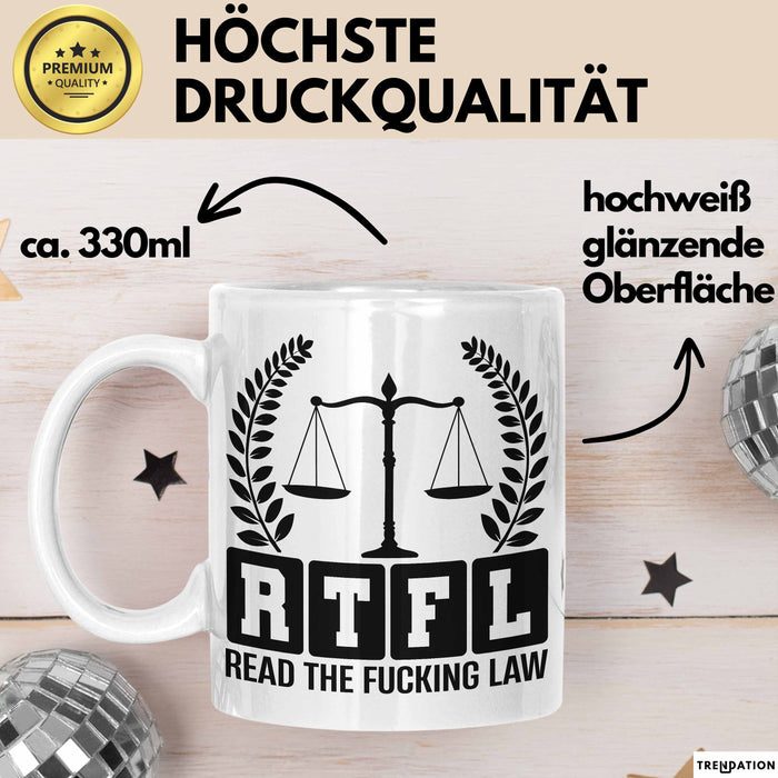Richter Tasse Geschenk Rtfl Read The Fuc*** Law Jurist Geschenkidee Becher Weiß Trendation