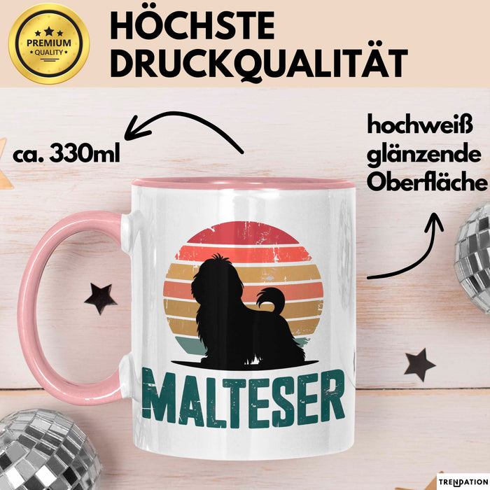 Malteserhund Tasse Geschenk Lustige Geschenkidee Spruch Malteser Rosa Trendation