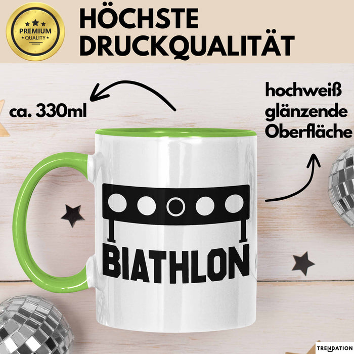 Biathlon Tasse Geschenk Wintersport Geschenke Biathlon Langläufer Grün Trendation