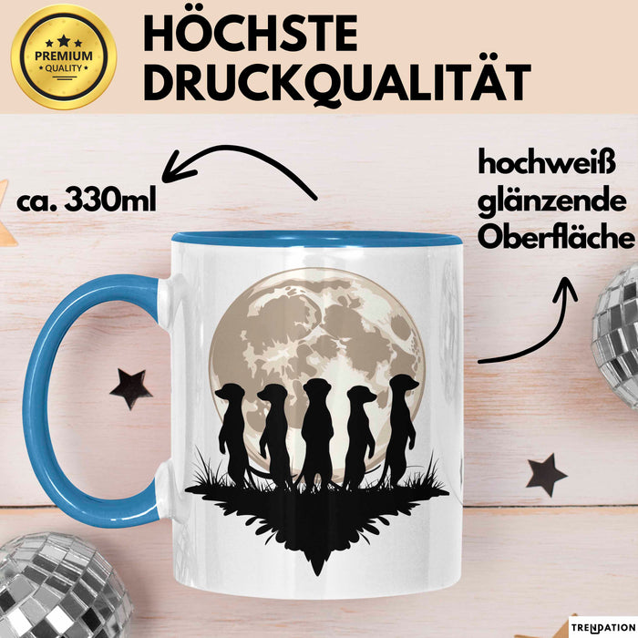 Erdmännchen Tier Mond Tasse Geschenk Lustige Geschenkidee Blau Trendation