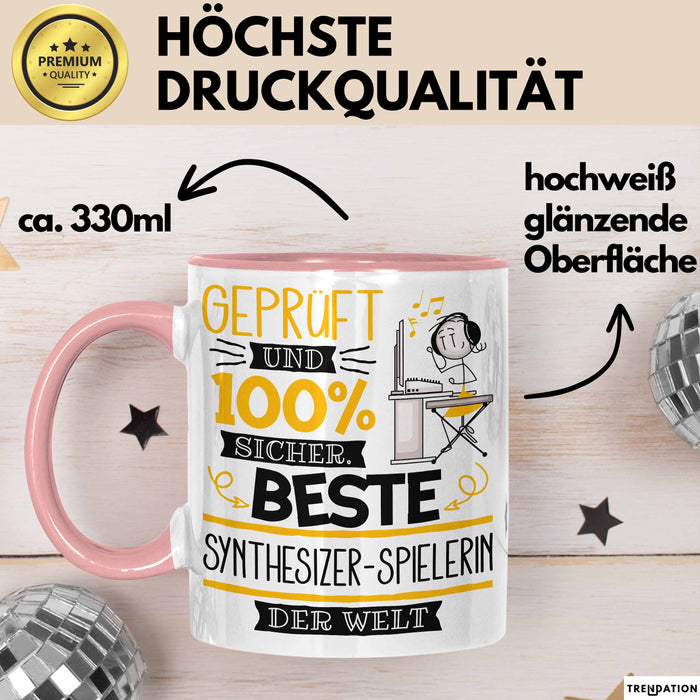 Beste Synthesizer-Spielerin Der Welt Tasse Geschenk für Eine Synthesizer-Spielerin Geprüft Und Sicher Geschenkidee Geburtstag Weihnachten Rosa Trendation