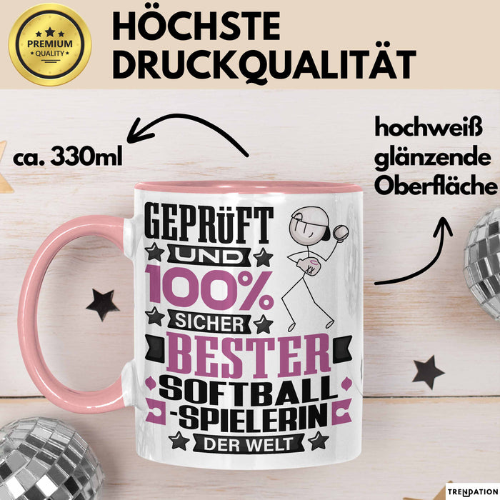 Softballspielerin Geschenk Lustiger Spruch für Softballspielerin Geschenkidee Bester Softballspielerin Der Welt Rosa Trendation