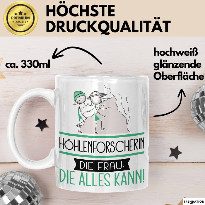 Höhlenforscherin Geschenk Tasse Becher Die Frau Die Allen Kann Geschenkidee für eine Höhlenforscherin Lustig Weiß Trendation
