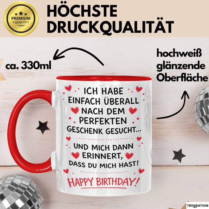 Geburtstagsfeier Sarkasmus Tasse Geschenk Lustige Geschenkidee Spruch Ich Habe Einfach Überall Nach Dem Perfekten Geschenk Gesucht Rot Trendation