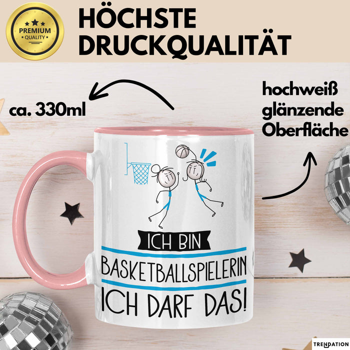 Geschenk für Basketballspielerin Tasse Lustige Geschenkidee Geburtstag Ich Bin Basketballspielerin Ich Darf Das Rosa Trendation