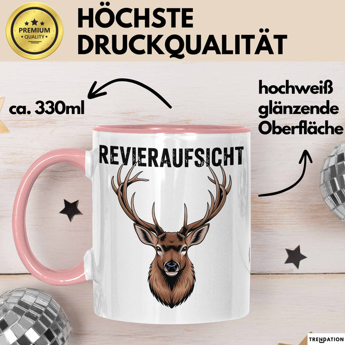 Hirschjäger Jagd Tasse Geschenk Bezirksaufsicht Spruch Rosa Trendation