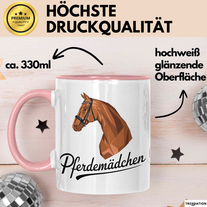 Pferde Tierliebhaber Tasse Geschenk Lustige Geschenkidee Spruch Pferdemädchen Rosa Trendation