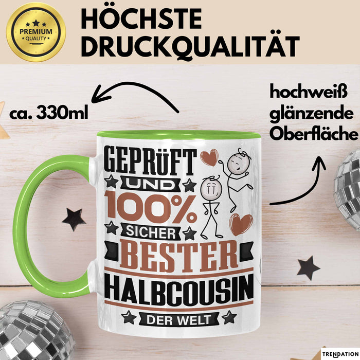 Halbcousin Geschenk Lustiger Spruch für Halbcousin Geschenkidee Bester Halbcousin Der Welt Grün Trendation