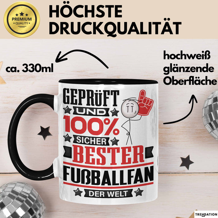Fußballfan Geschenk Lustiger Spruch für Fußballfan Geschenkidee Bester Fußballfan Der Welt Schwarz Trendation