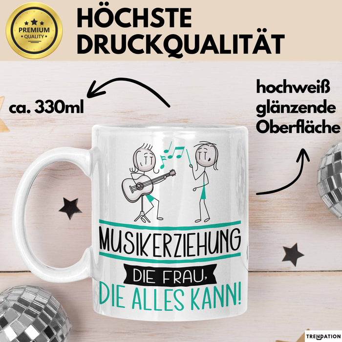 Musikerziehung Geschenk Tasse Becher Die Frau Die Allen Kann Geschenkidee für eine Musikerziehung Lustig Weiß Trendation