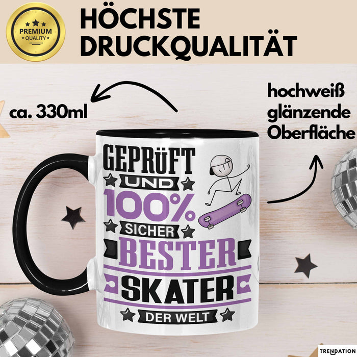Skater Geschenk Lustiger Spruch für Skater Geschenkidee Bester Skater Der Welt Schwarz Trendation