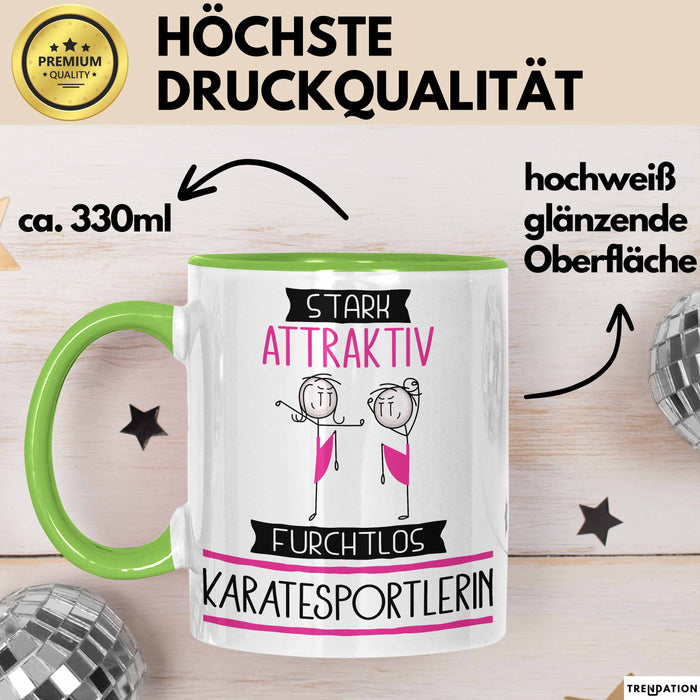 Karatesportlerin Tasse Geschenk Becher Stark Attraktiv Furchtlos Karatesportlerin Lustige Geschenkidee Grün Trendation