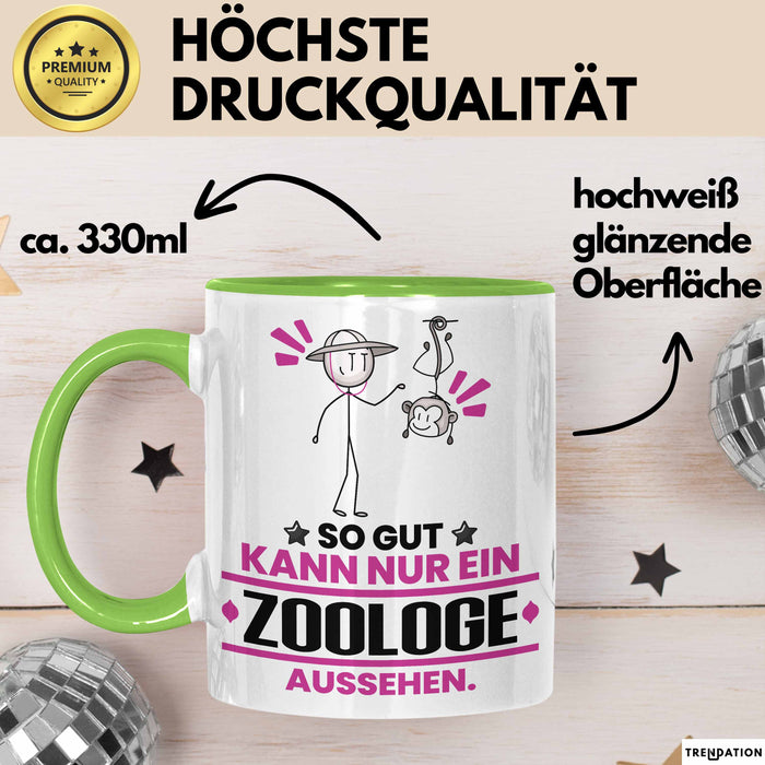 Zoologe Geschenk Tasse So Gut Kann Nur Ein Zoologe Aussehen Geschenkidee Kaffee-Becher Grün Trendation