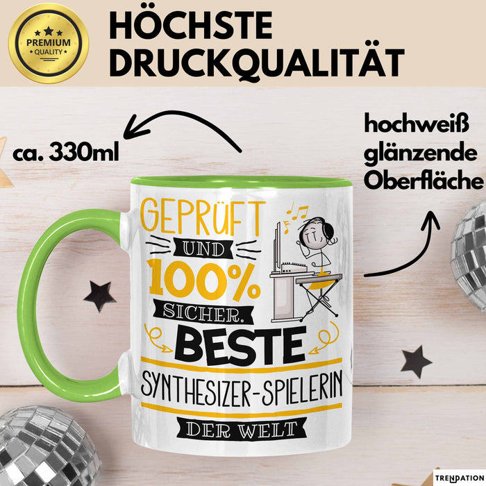 Beste Synthesizer-Spielerin Der Welt Tasse Geschenk für Eine Synthesizer-Spielerin Geprüft Und Sicher Geschenkidee Geburtstag Weihnachten Grün Trendation