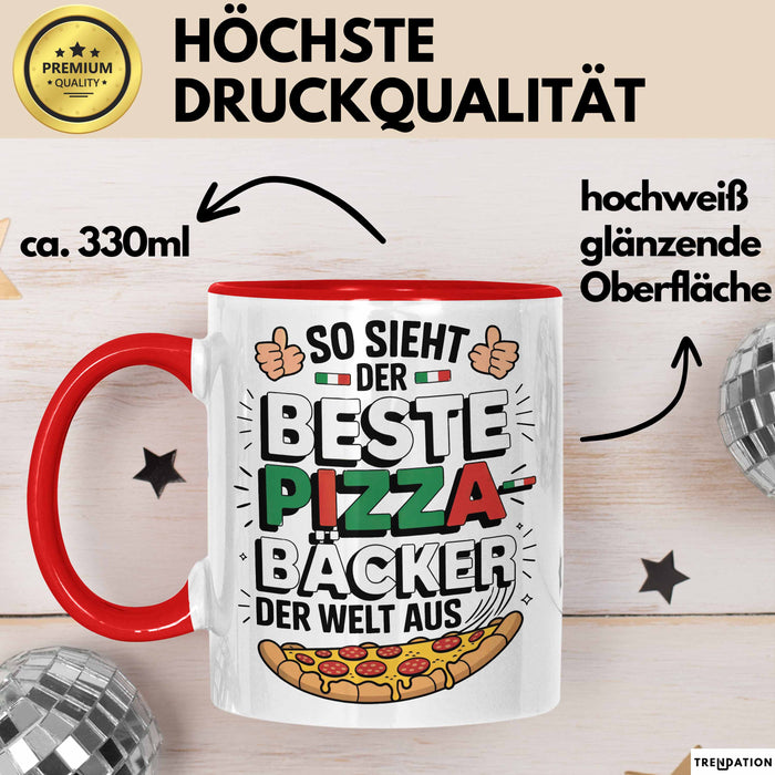 Pizzabäcker Tasse Geschenk Bester Pizzabäcker für Koch Rot Trendation