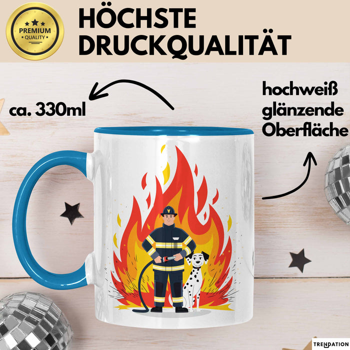 Feuerwehrmann Tasse Geschenk Lustige Geschenkidee Spruch Für Feuer Helden Blau Trendation