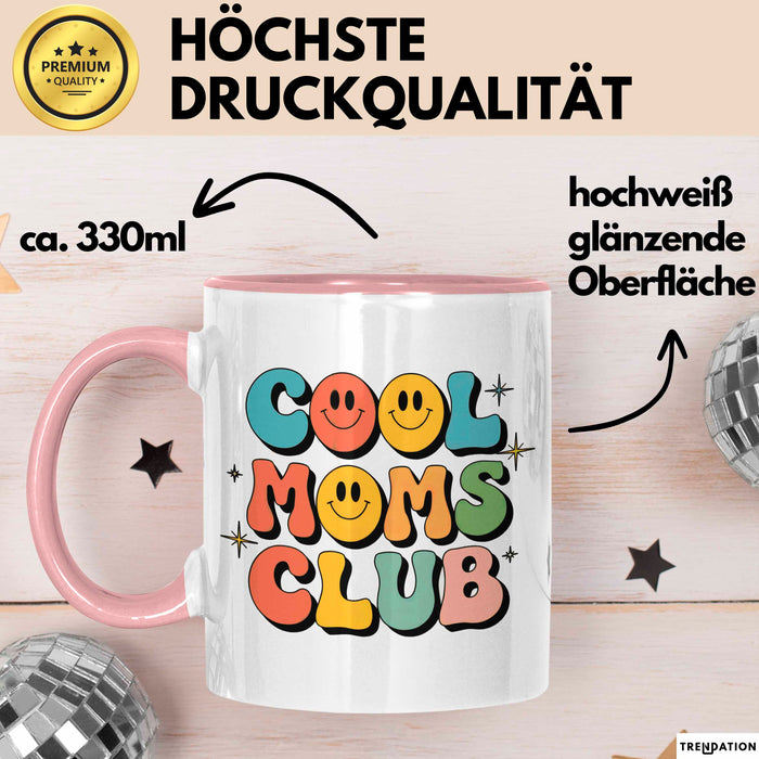 Mama Muttertag Tasse Becher Geschenk Lustige Geschenkidee Spruch Cooler Moms Club Rosa Trendation