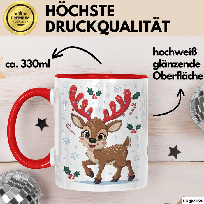 Weihnachten Tasse Geschenkidee für Feiertagsliebhaber Rot Trendation