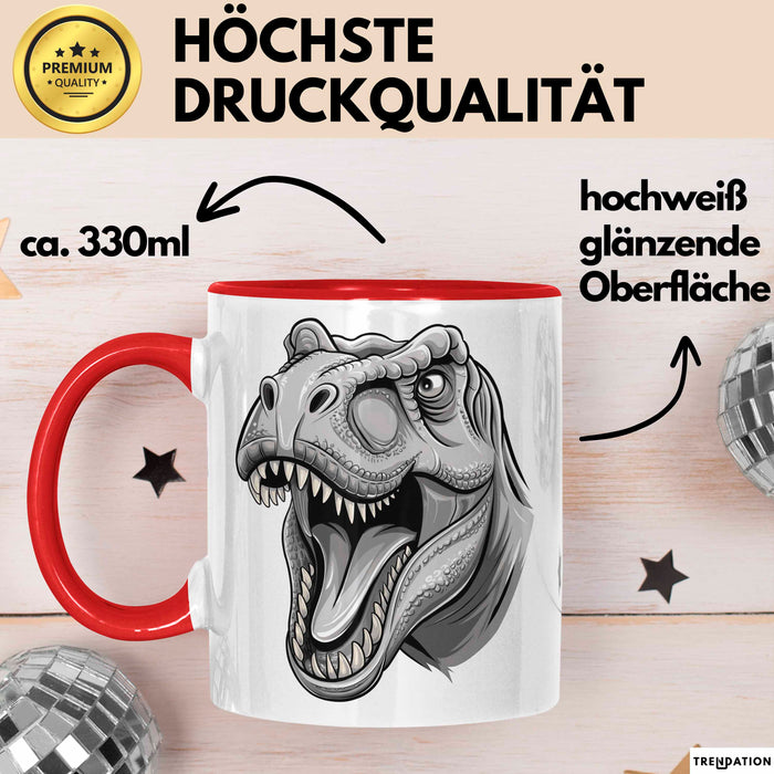 Dinosaurier Tier Tasse Geschenk Lustige Geschenkidee Spruch Rot Trendation