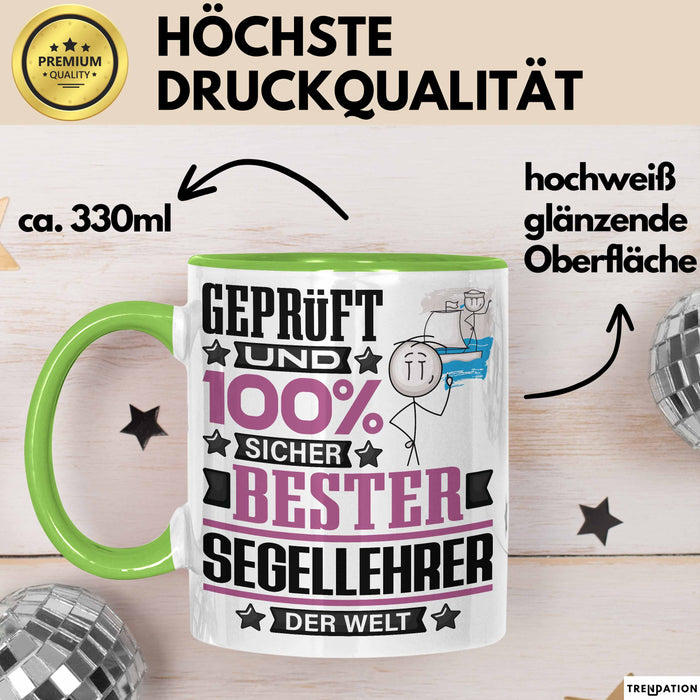 Segellehrer Geschenk Lustiger Spruch für Segellehrer Geschenkidee Bester Segellehrer Der Welt Grün Trendation