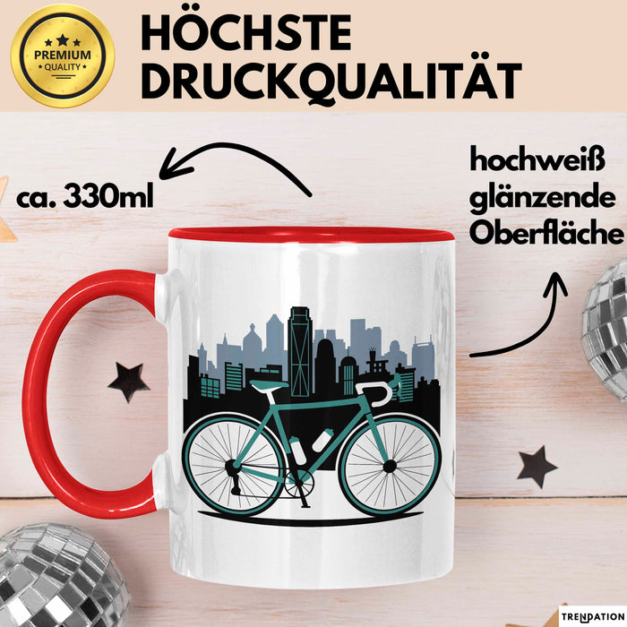Fahrradpendler Tasse Geschenkidee für Zur Arbeit Radfahrer Rot Trendation
