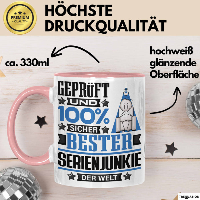 Serienjunkie Geschenk Lustiger Spruch für Serienjunkie Geschenkidee Bester Serienjunkie Der Welt Rosa Trendation