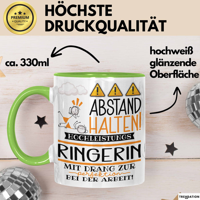 Ringerin Tasse Geschenk Lustig Abstand Halten Hochleistungs-Ringerin Mit Drang Zur Perfektion Bei Der Arbeit Grün Trendation
