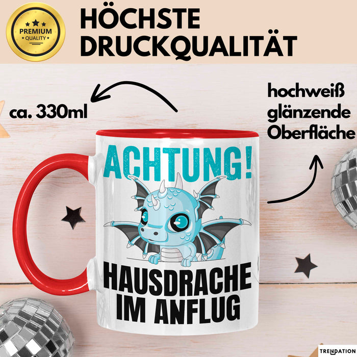 Hausdrache Im Anflug Tasse Geschenk Becher Rot Trendation