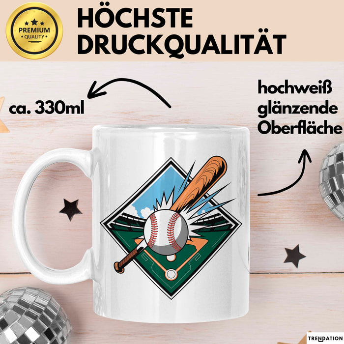 Baseballspieler Tasse Geschenkidee für Baseballliebhaber Weiß Trendation
