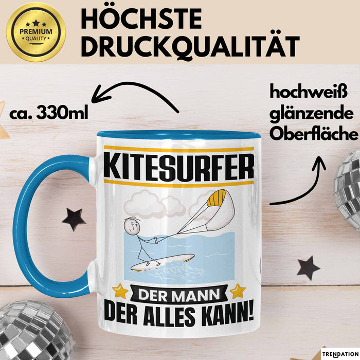 Kitesurfer Tasse Geschenk für Kitesurfer Der Mann Der Alles Kann Geschenkidee zum Geburtstag Blau Trendation