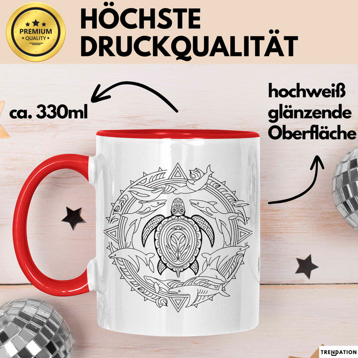 Delfin Tierliebhaber Tasse Geschenk Lustige Geschenkidee Spruch Schildkröte Orca Delfin Rot Trendation