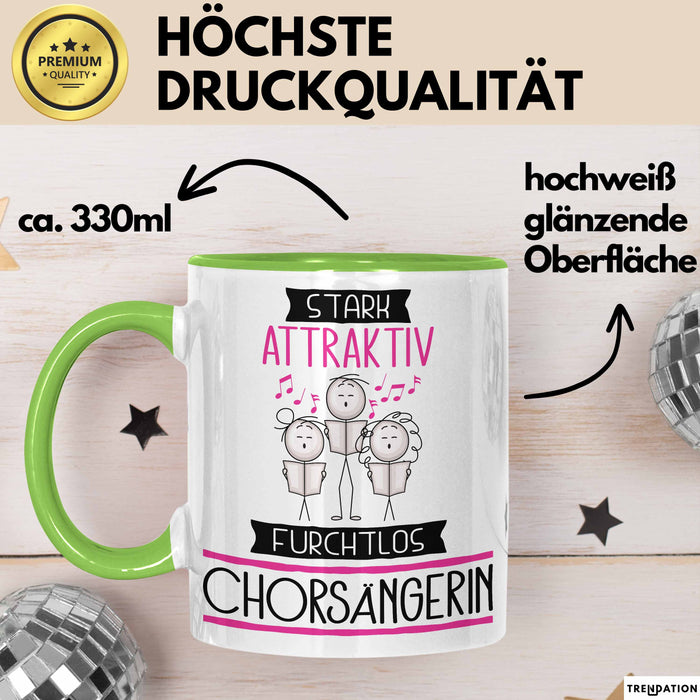 Chorsängerin Tasse Geschenk Becher Stark Attraktiv Furchtlos Chorsängerin Lustige Geschenkidee Grün Trendation