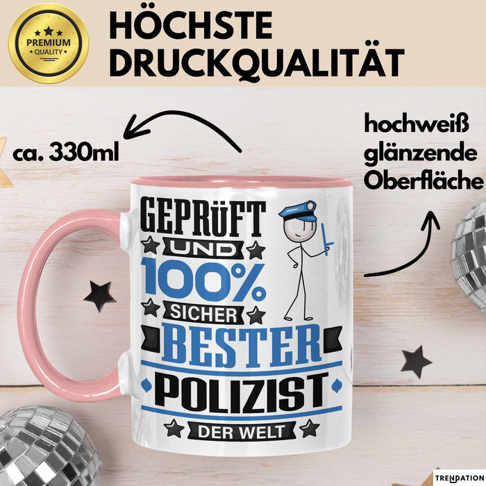 Polizist Geschenk Lustiger Spruch für Polizist Geschenkidee Bester Polizist Der Welt Rosa Trendation