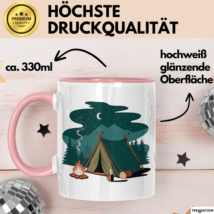 Camper Tasse Geschenkidee für Zeltleben Entdecker Rosa Trendation