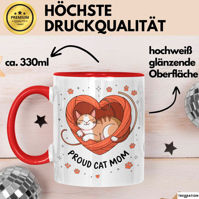 Katzen Mama Tasse Geschenk Lustige Geschenkidee Spruch Für Katzen Eltern Rot Trendation